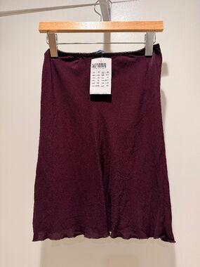 Brandy Melville Women's Burgundy Skirt with elastic waist